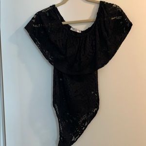 Black lace off the shoulder bodysuit